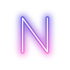 Obraz premium Alphabet uppercase N neon light purple pink