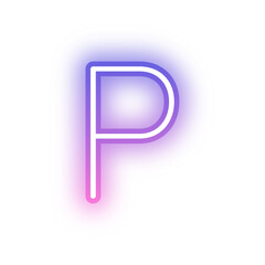 Alphabet uppercase P neon light purple pink