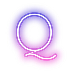 Alphabet uppercase Q neon light purple pink