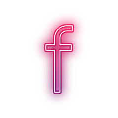 Fototapeta premium Neon light red alphabet lowercase f outline