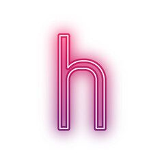 Neon light red alphabet lowercase h outline