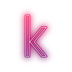 Neon light red alphabet lowercase k outline