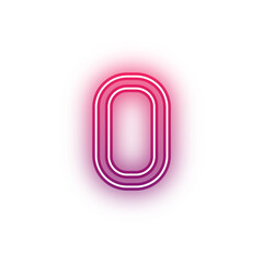 Neon light red alphabet lowercase o outline