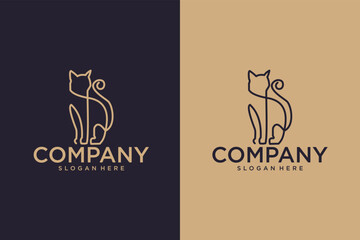 line art logo cat