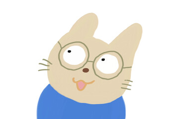 疑問を呈する眼鏡を掛けた猫さん