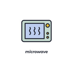 Vector sign microwave symbol is isolated on a white background. icon color editable.