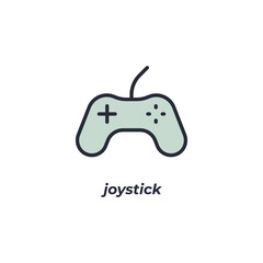 Vector sign joystick symbol is isolated on a white background. icon color editable.