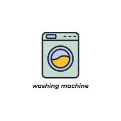 Vector sign washing machine symbol is isolated on a white background. icon color editable.