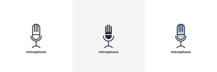 microphone icon. Line, solid and filled outline colorful version, outline and filled vector sign. Idea Symbol, logo illustration. Vector graphics