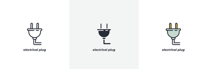 electrical plug icon. Line, solid and filled outline colorful version, outline and filled vector sign. Idea Symbol, logo illustration. Vector graphics