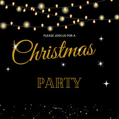 Black and Gold Festive Christmas Party Invitation