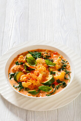 Creamy Tomato Soup with ground Chicken and veggies