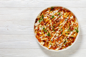 Bacon Mozzarella Feta Cheddar Cheese crispy Fries