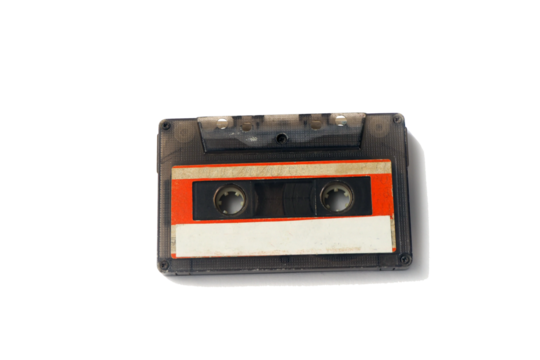 PNG Old audio cassette tapes isolated on white background. Vintage music and technology icon.