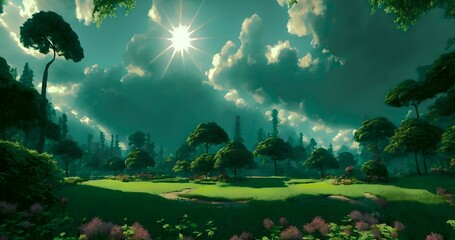 Obraz premium Green scenery wallpapers 4K. Generative AI. High quality 