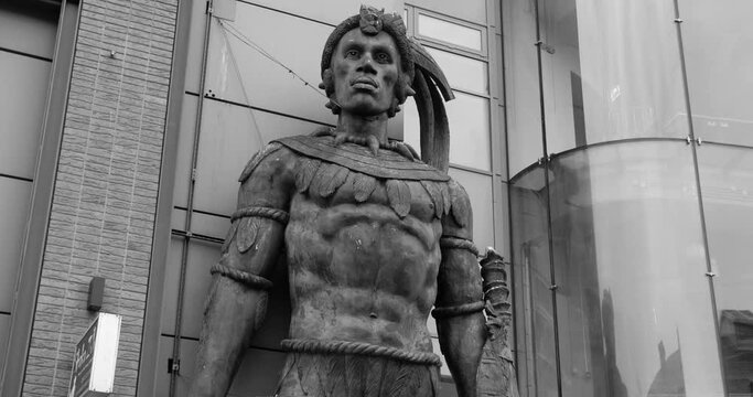 Statue Of Shaka Zulu At The Camden Market In London, UK. low angle