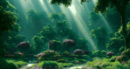 Obraz premium Green scenery wallpapers 4K. Generative AI. High quality 