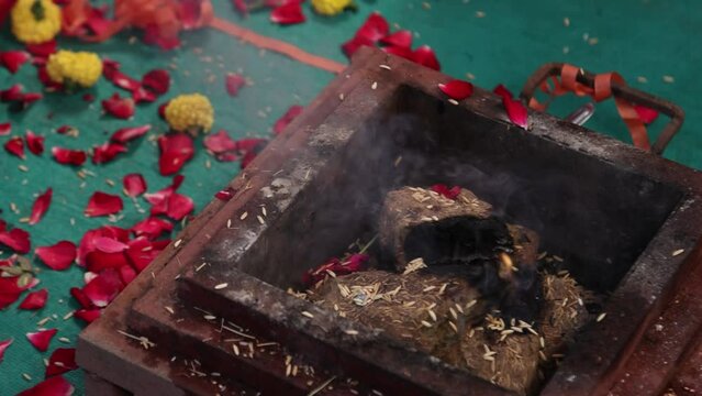 Havan kund, Indian Hindu Wedding Rituals Background, - Selective focused
