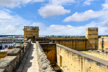 View of the walled enclosure of the Castle in the town of Alcala de Guadaira, Svilla, Spain