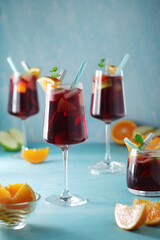 Glasses with traditional Spanish drink Sangria