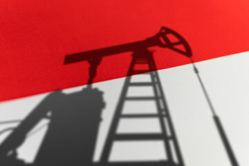 oil industry of indonesia. Oil rigs on the background of the indonesian flag. Mining and oil...