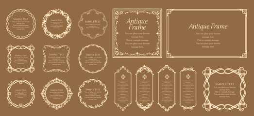 高級感のある額のデザイン。囲みのデザイン。アンティークな枠。