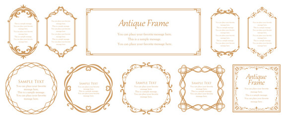 高級感のある額のデザイン。囲みのデザイン。アンティークな枠。