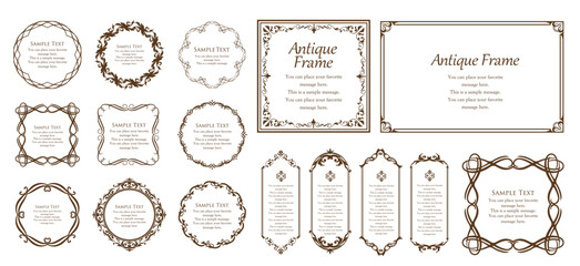 高級感のある額のデザイン。囲みのデザイン。アンティークな枠。
