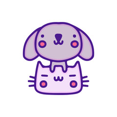 Cute koala bear and cat illustration, with soft pop style and old style 90s cartoon drawings. Artwork for sticker, patchworks; for kids clothes.