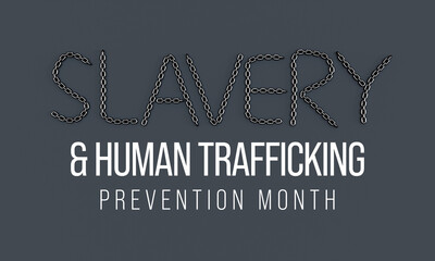 Slavery and human trafficking prevention month is observed every year in January, to raising awareness about the different forms of human trafficking, also known as modern slavery. 3D Rendering