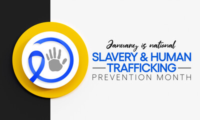 Slavery and human trafficking prevention month is observed every year in January, to raising awareness about the different forms of human trafficking, also known as modern slavery. 3D Rendering