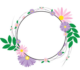 Design banner frame flower Spring background with beautiful. flower background for design. Colorful background with tropical plants. Place for your text.	