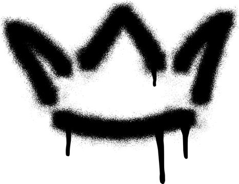Graffiti spray crown icon with black spray paint