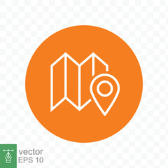 Roadmap pin place outline icon. Simple flat style. Itinerary, place, waypoint, map pin, navigation concept. Vector illustration isolated on transparent background. EPS 10.