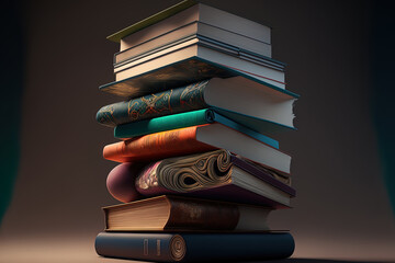 a stack of different books. Generative AI