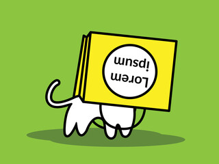 Vector illustration. Funny cat with a paper bag on his head.