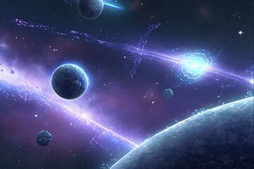 Obraz na płótnie Canvas Fictional Galaxy Space Scene illustration.