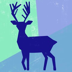 new year geometric scrap blue deer, abstraction