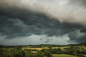 Storm clouds over the rural area of western Serbia