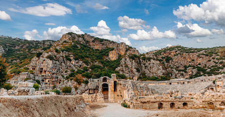 Old Ancient Myra City in Demre to Antalya, archaeology tomb monuments touristic place of Turkey