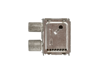 Radio frequency modulator module device is isolated on white background.