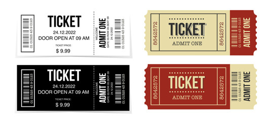 four admit one tickets isolated - obrazy, fototapety, plakaty