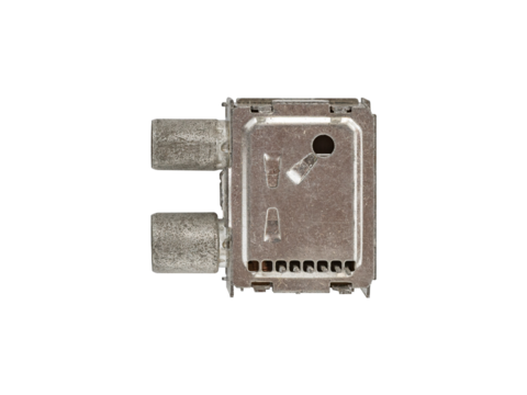 Radio frequency modulator module device is isolated on white background.