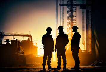 silhouette of engineer at construction site