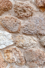 Textura de las piedras que forman la muralla del castillo de Vila Vella de Tossa de mar.