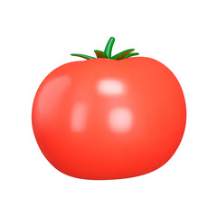 tomato 3d icon. Juicy vegetable. Isolated object on transparent background