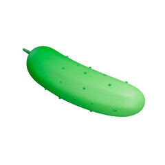 Cucumber 3d icon. vegetable. Isolated object on transparent background