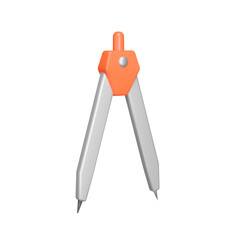 Compass 3d icon. Drawing tool. Isolated object on transparent background