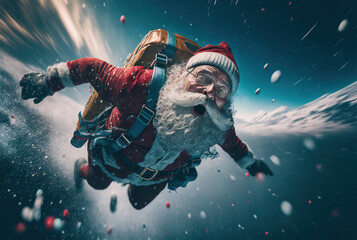 Santa Claus falling from the sky, Generative AI illustration