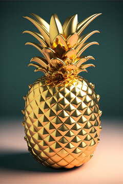 Solid gold pineapple, Generative AI illustration
